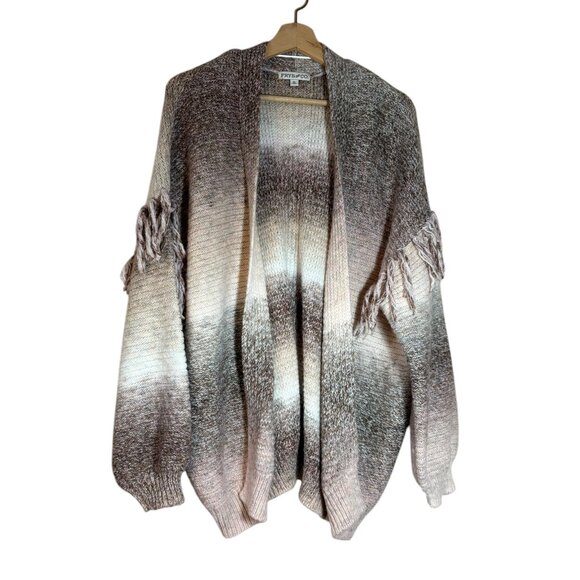 Frye and Co. Knit Open Front Cardigan with Fringe Sleeves Size XL - Picture 1 of 9
